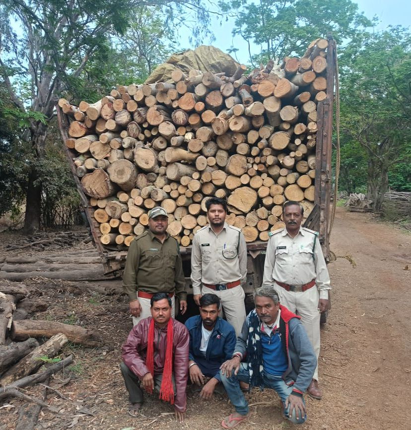 वन मंडल दुर्ग की बड़ी कार्रवाई: अवैध काष्ठ परिवहन करते 4 वाहन जब्त।