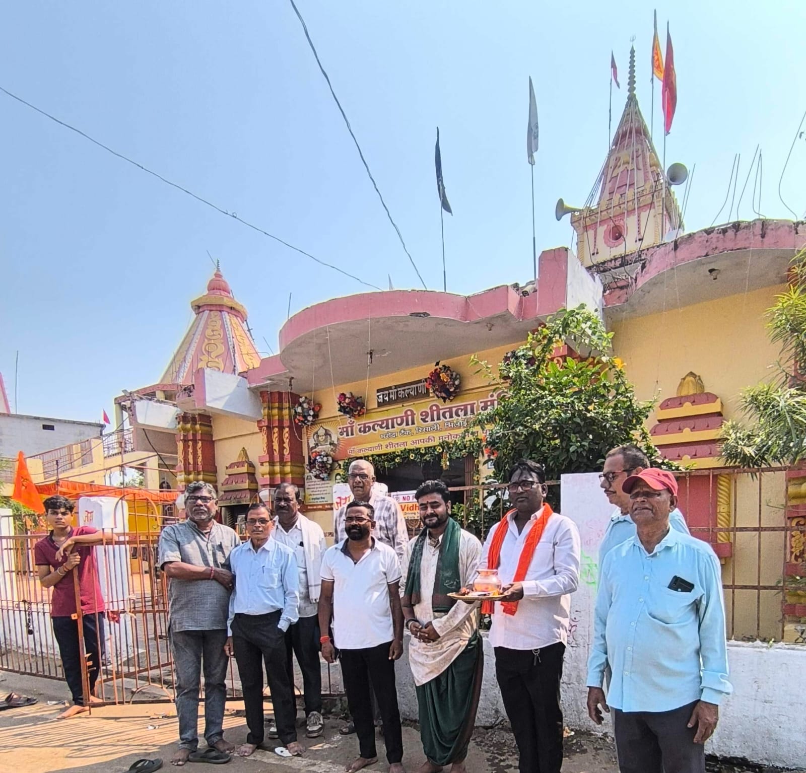 मरोदा में माँ कल्याणी शीतला मंदिर परिसर में आहाता रेलिंग निर्माण हेतु भूमिपूजन संपन्न
